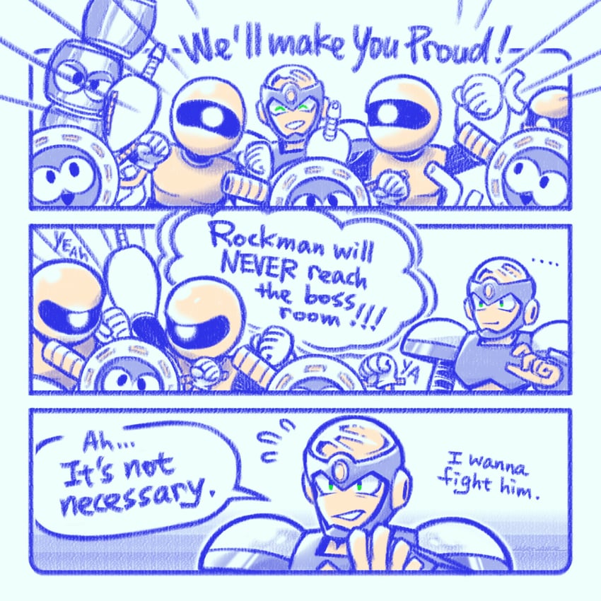 flash man and sniper joe (mega man and 1 more) drawn by laser-lance