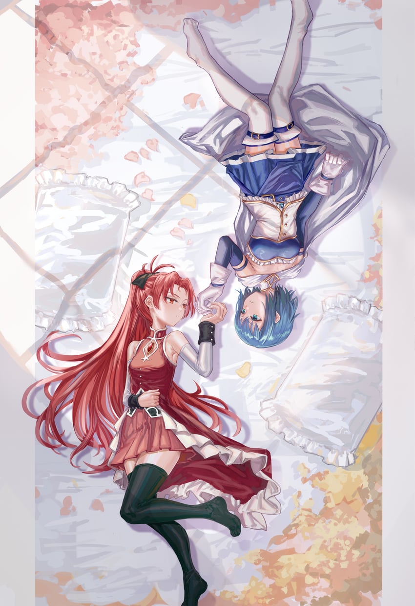 miki sayaka and sakura kyoko (mahou shoujo madoka magica) drawn by yuugao