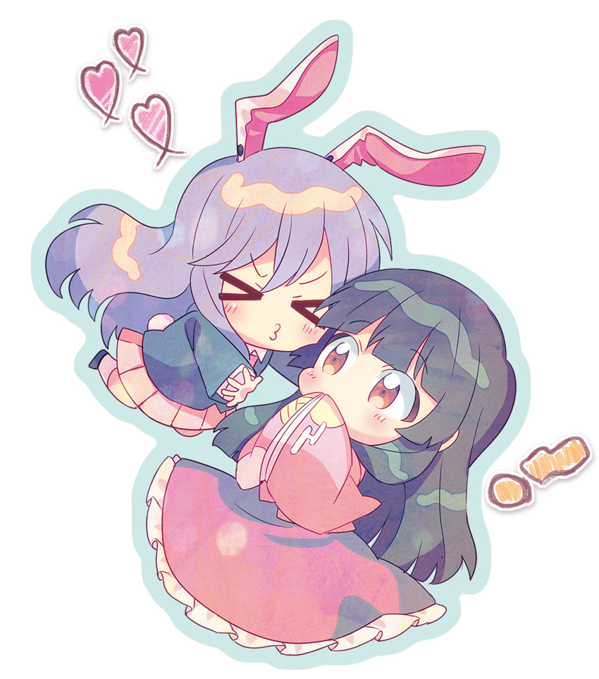 reisen udongein inaba and houraisan kaguya (touhou) drawn by 6_(yuchae) and amo_(shibu3)