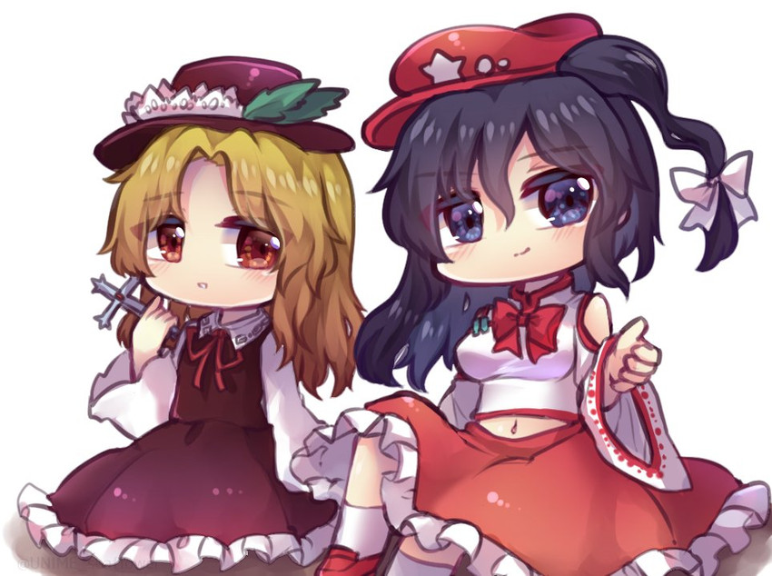 jacket girl and label girl (touhou) drawn by unime_seaflower