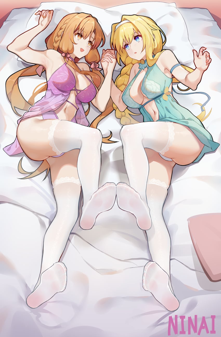 asuna and alice zuberg (sword art online and 2 more) drawn by ninai