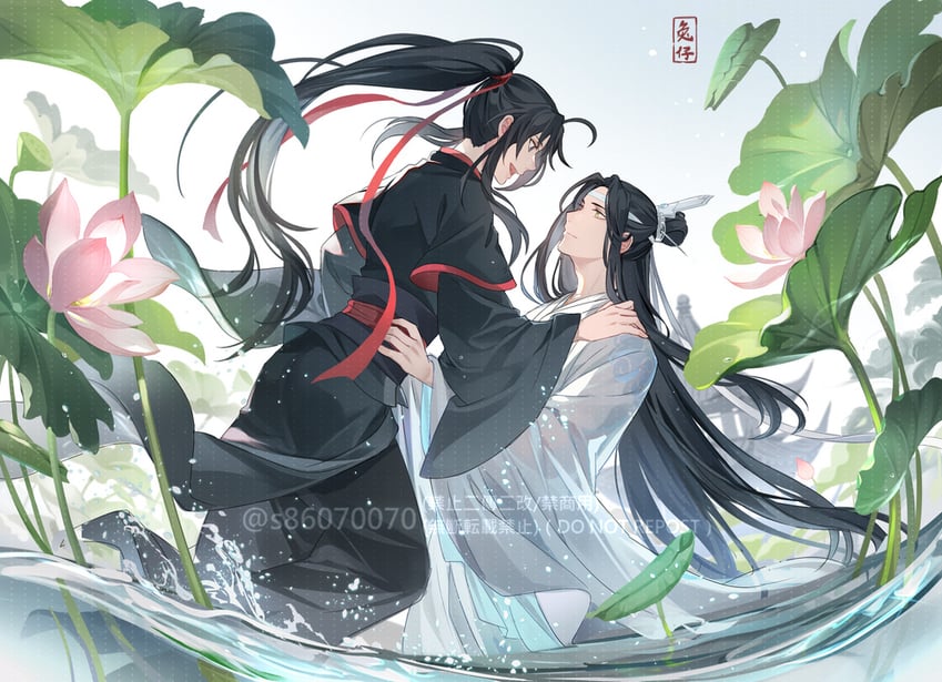 wei wuxian and lan wangji (modao zushi) drawn by usagishi