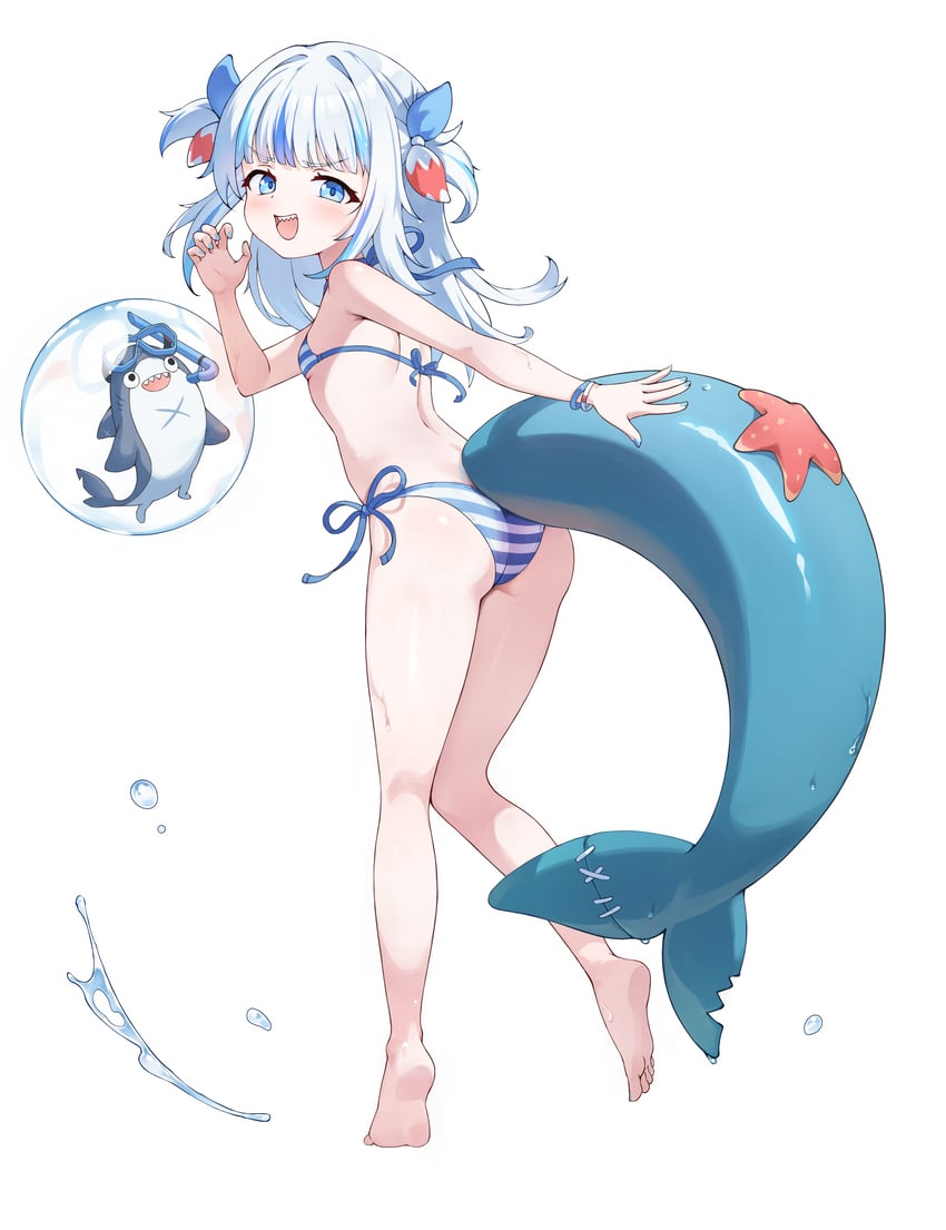 gawr gura and bloop (hololive and 1 more) drawn by ssalyun