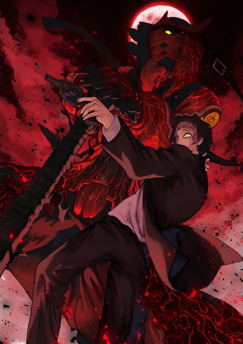 adachi tooru and magatsu izanagi (persona and 1 more) drawn by re121223