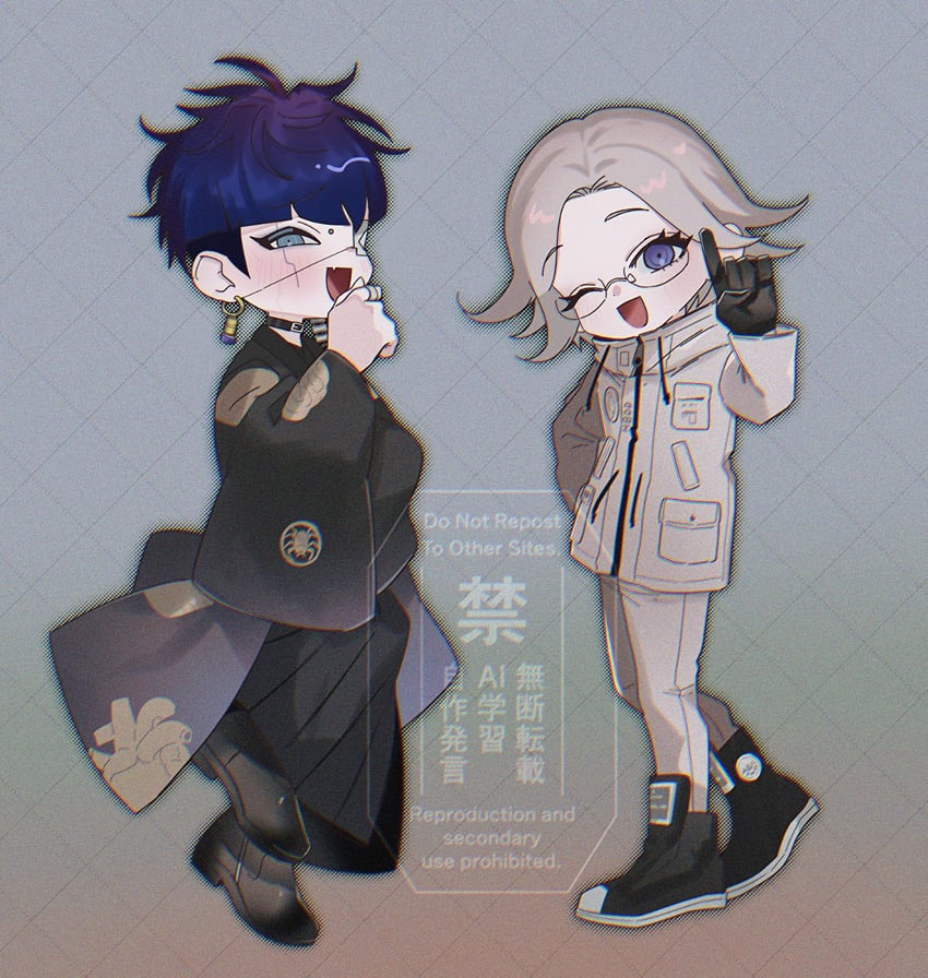 aotsuki eito and omokage yugamu (the hundred line -last defense academy-) drawn by mito_(commando_seagal)