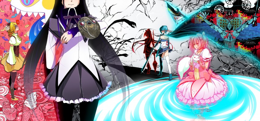 akemi homura, kaname madoka, miki sayaka, sakura kyoko, tomoe mami, and 4 more (mahou shoujo madoka magica) drawn by abbystea