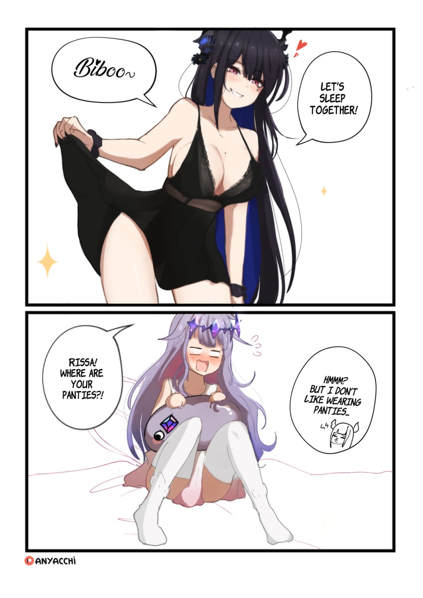 nerissa ravencroft, koseki bijou, and pebble (hololive and 1 more) drawn by anyacchi