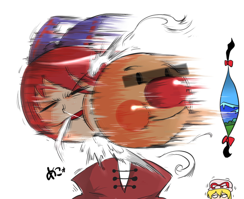yakumo yukari, sekibanki, and anpanman (touhou and 1 more) drawn by rariatto_(ganguri)