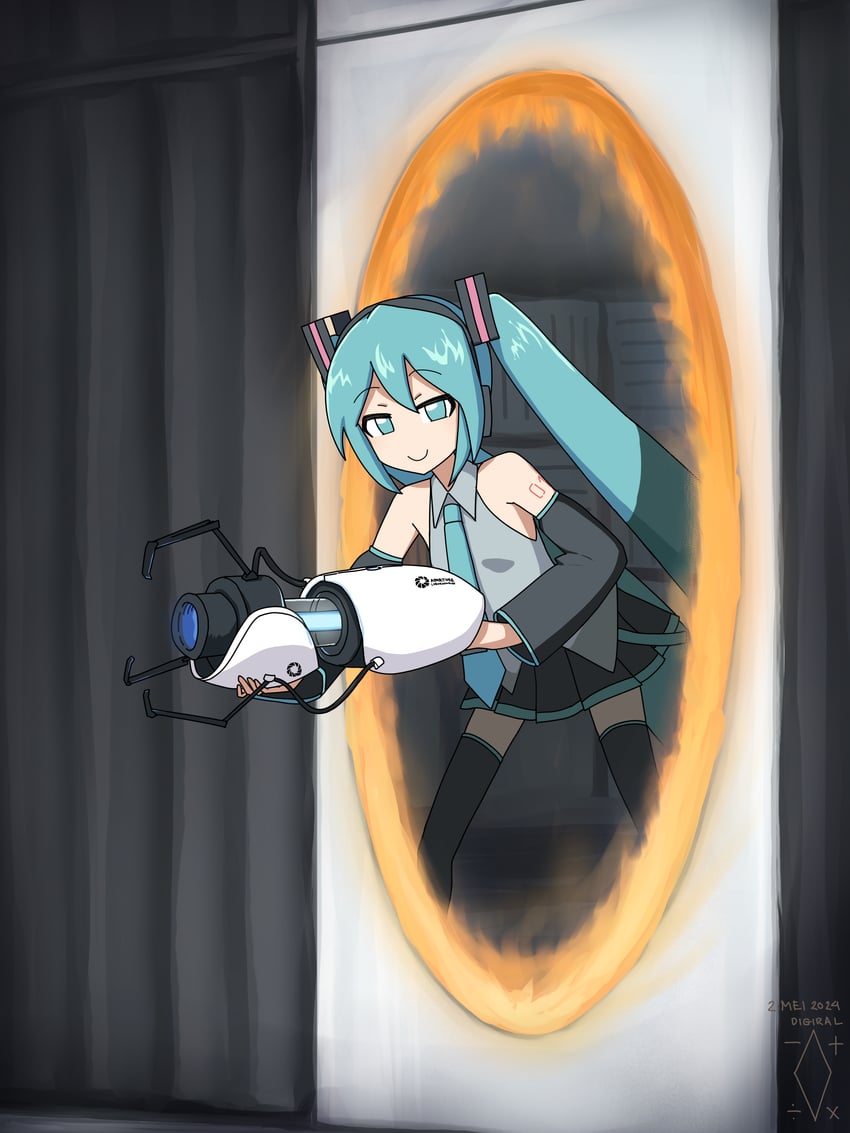 hatsune miku (vocaloid and 1 more) drawn by digiral