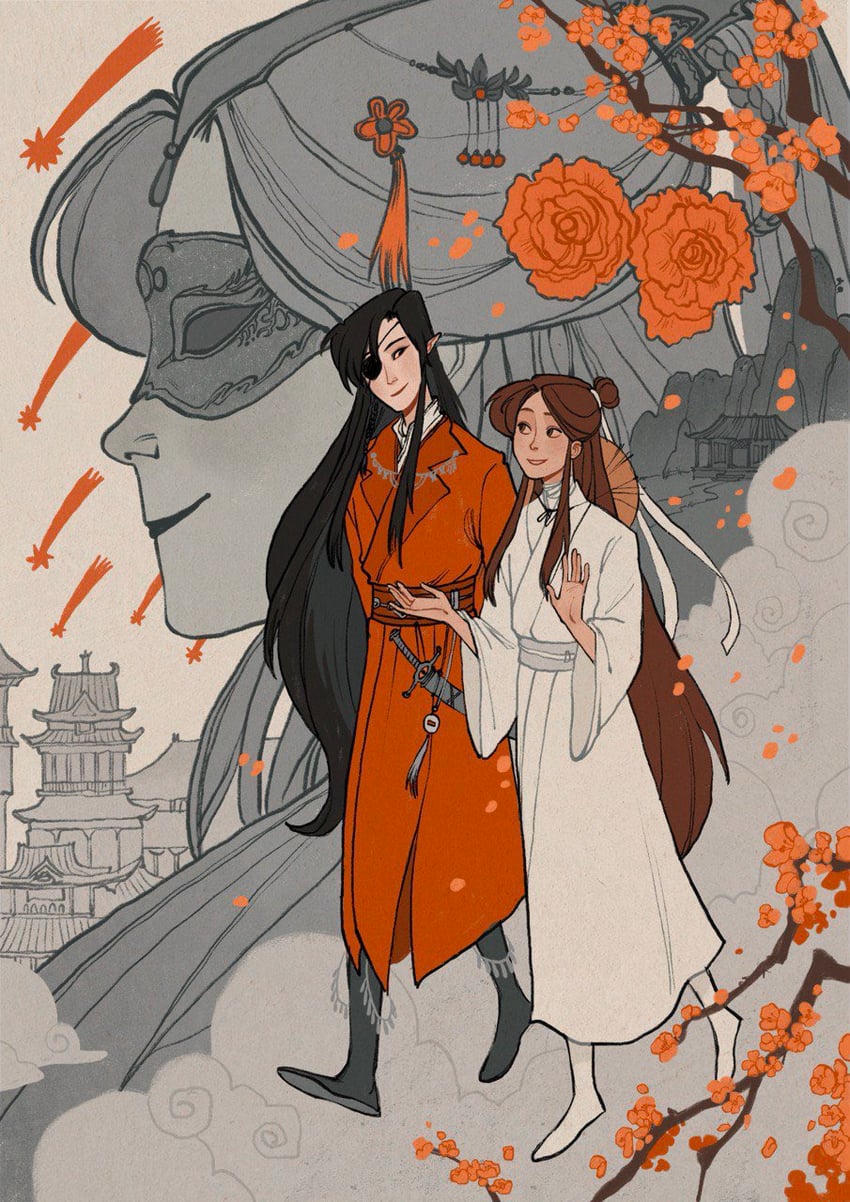xie lian and hua cheng (tianguan cifu) drawn by yaroslava_murashko