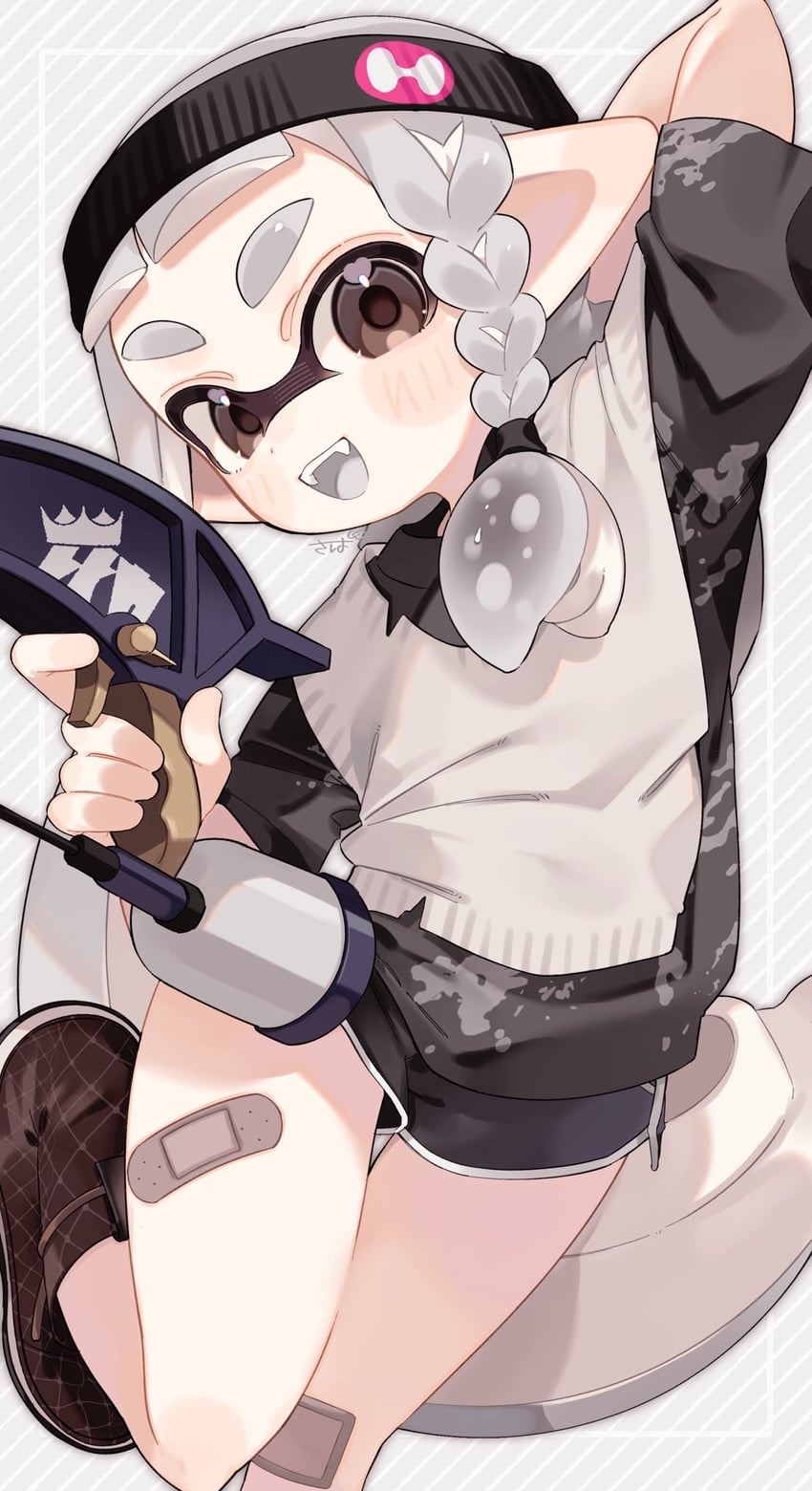 inkling player character and inkling girl (splatoon) drawn by sabata_saba