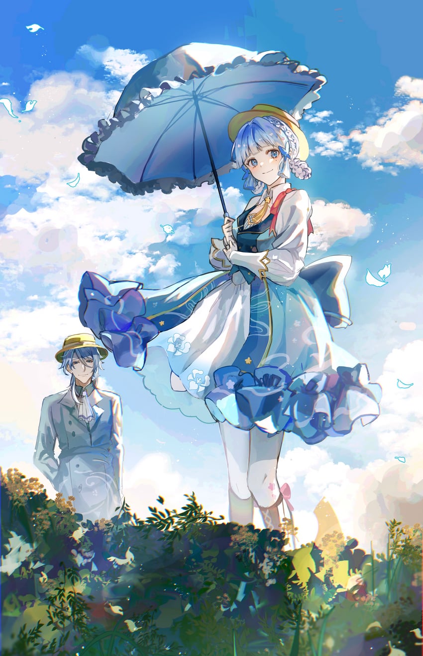 kamisato ayaka and kamisato ayato (genshin impact and 1 more) drawn by orz_orr