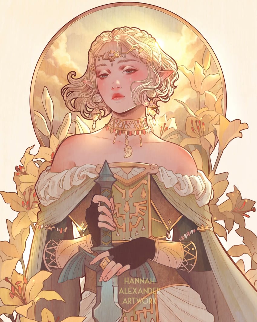 princess zelda (the legend of zelda and 1 more) drawn by hannahartwork