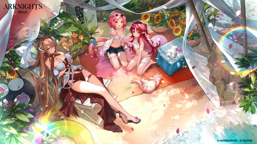 goldenglow, myrtle, and saileach (arknights) drawn by zeklewa