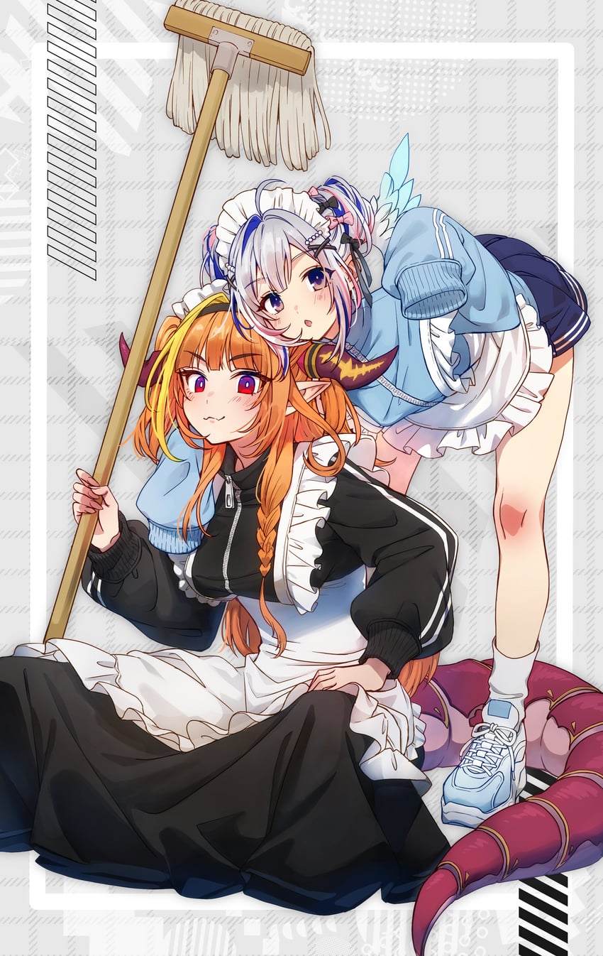 amane kanata and kiryu coco (hololive) drawn by sushida_hayari