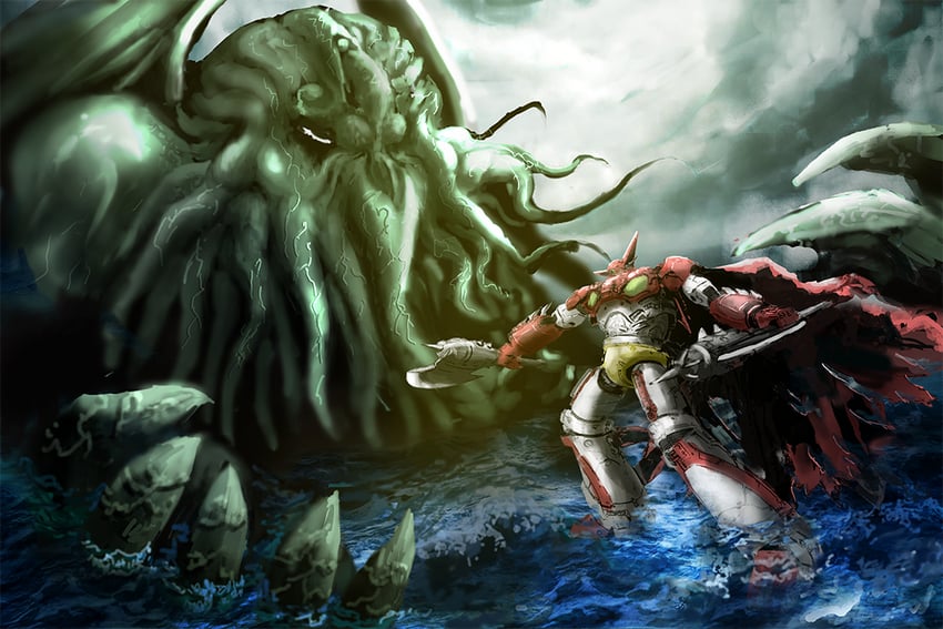 cthulhu and getter-1 (cthulhu mythos and 1 more) drawn by antares_warld