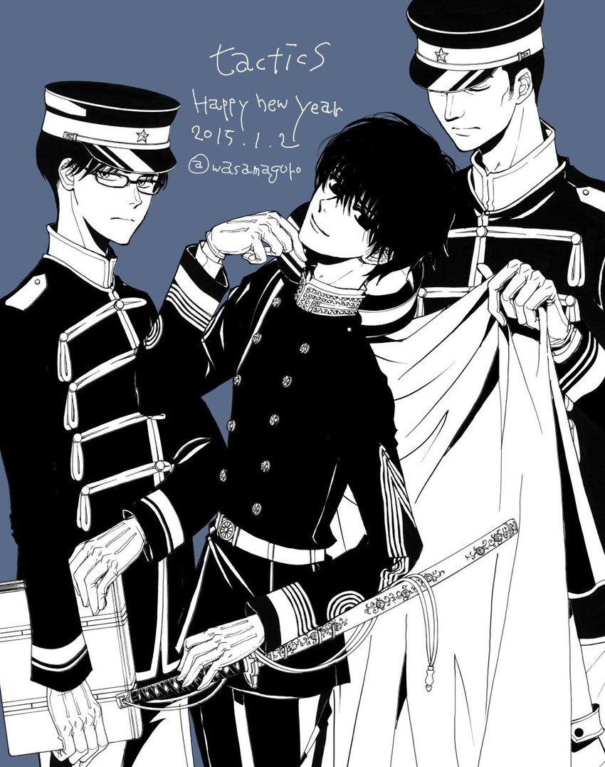 minamoto raikou, watanabe suekichinobu, and sakata kimishige (tactics) drawn by higashiyama_kazuko