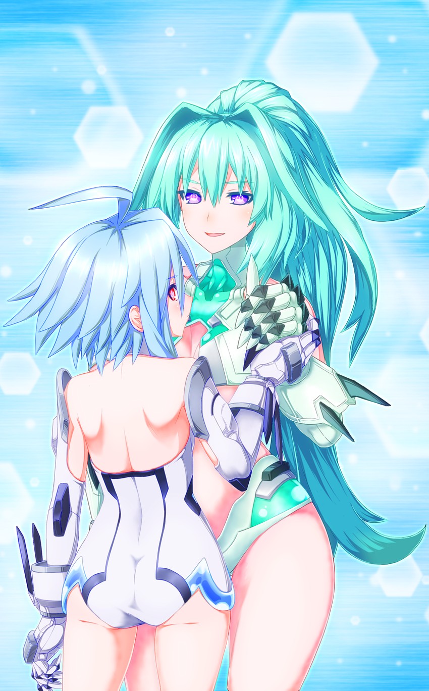 white heart and green heart (neptune) drawn by up_(mmmmmmmmss)