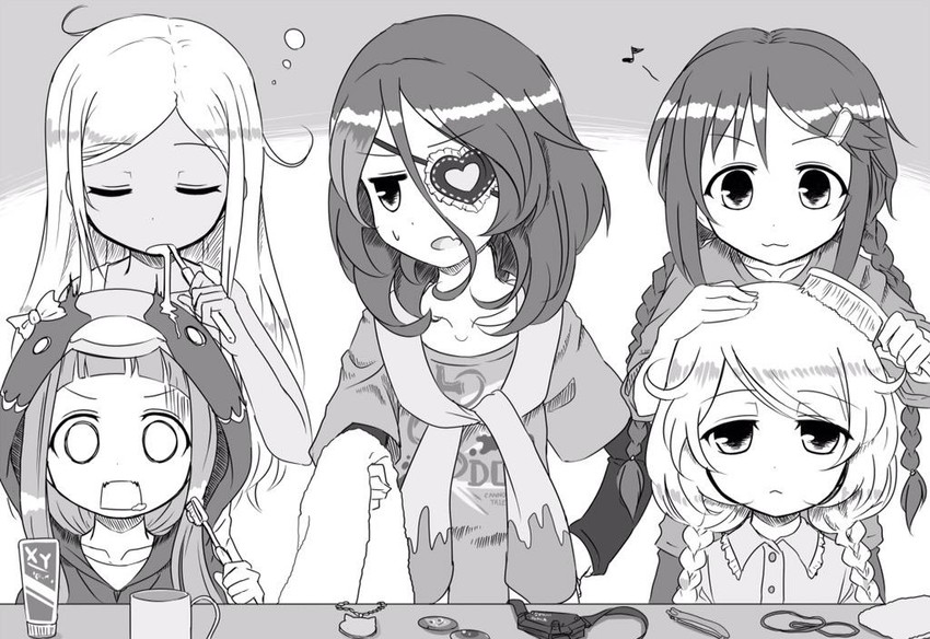 ichihara nina, yusa kozue, hayasaka mirei, layla, and miyoshi sana (idolmaster and 1 more) drawn by shiranui_nigou