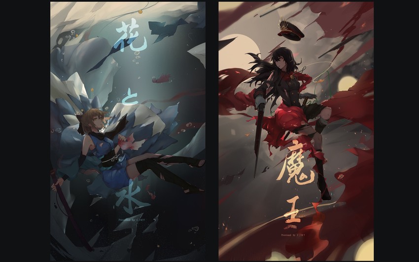 okita souji and oda nobunaga (fate and 1 more) drawn by cjmy