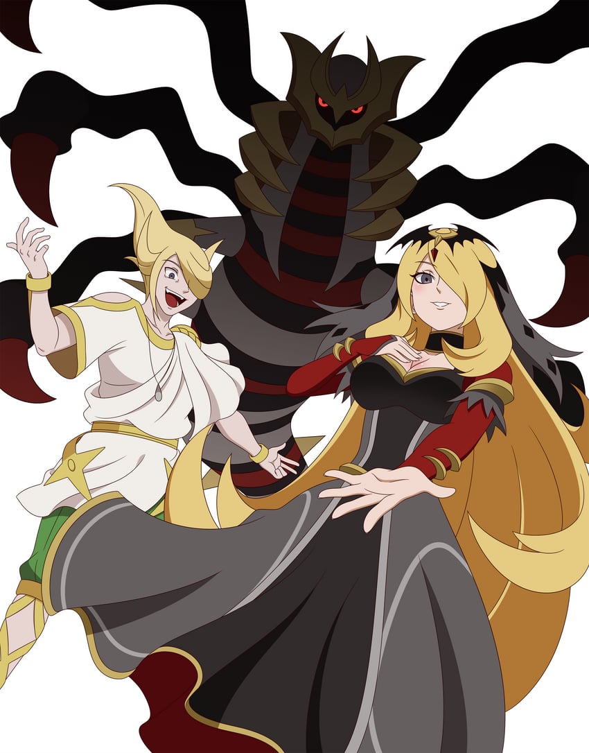 cynthia, volo, and giratina (pokemon and 2 more) drawn by elie_(yxzm4734)