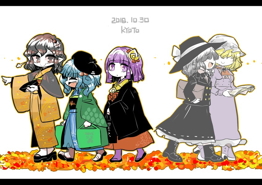 shameimaru aya, kawashiro nitori, usami renko, maribel hearn, and hieda no akyuu (touhou) drawn by yt_(wai-tei)