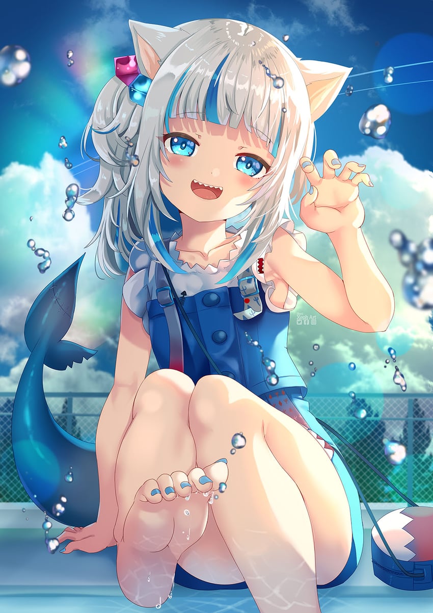 gawr gura (hololive and 1 more) drawn by xephonia