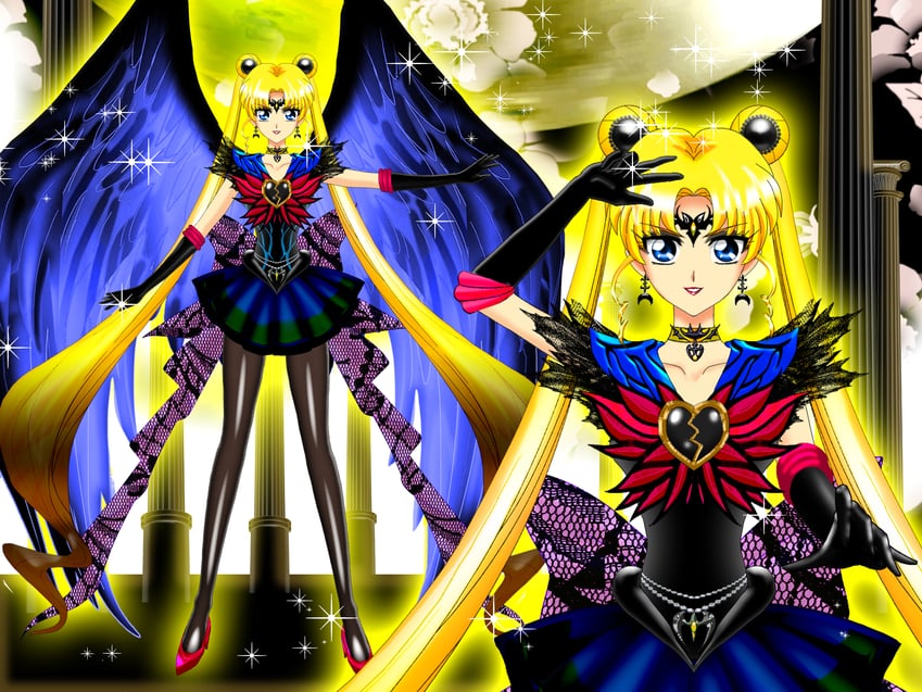tsukino usagi and sailor moon (bishoujo senshi sailor moon) drawn by luna_rune