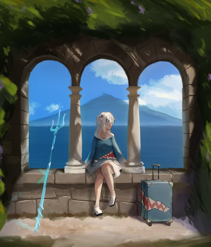 gawr gura (hololive and 1 more) drawn by elsten