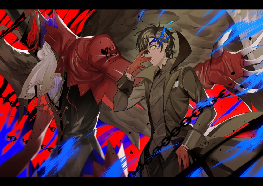 amamiya ren, joker, and arsene (persona and 1 more) drawn by yijiao
