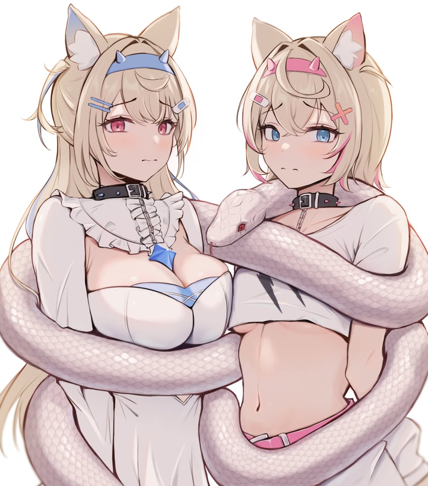 fuwawa abyssgard and mococo abyssgard (hololive and 1 more) drawn by hanefuro