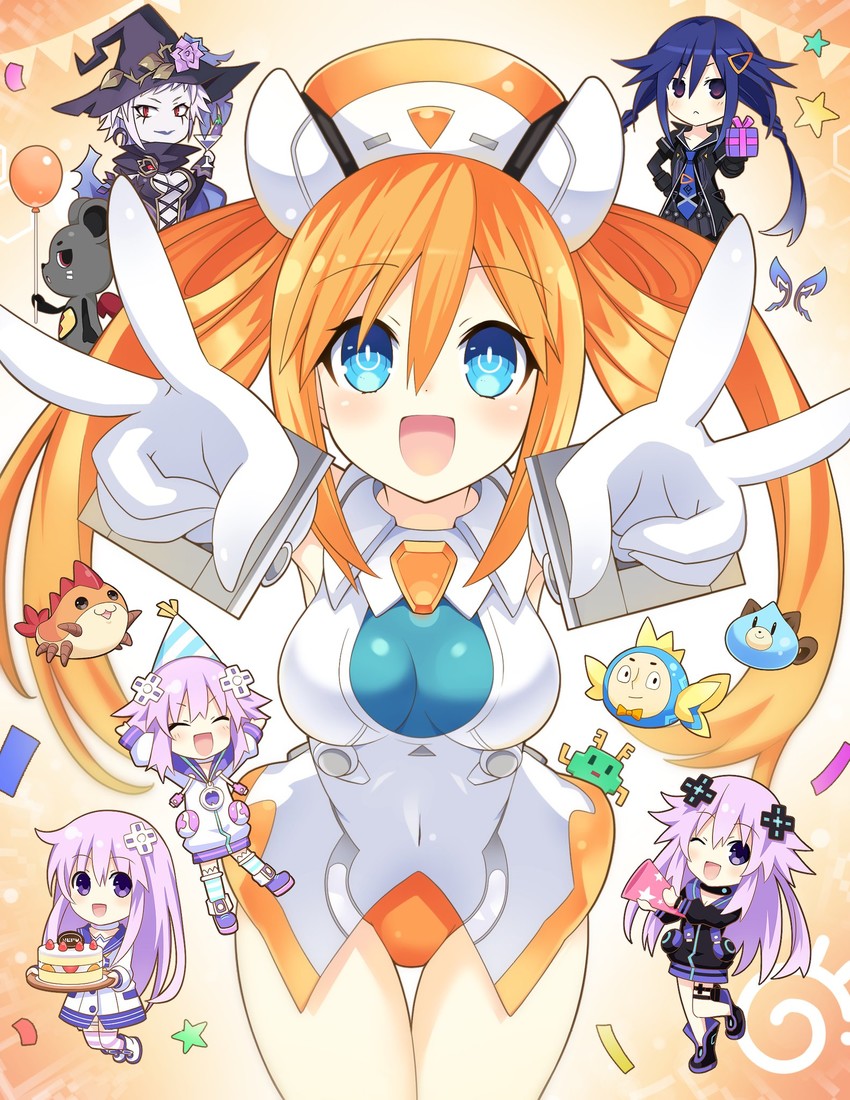 neptune, nepgear, adult neptune, dogoo, orange heart, and 5 more (neptune and 1 more) drawn by zero_(ray_0805)