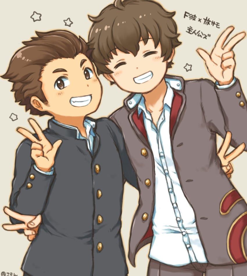 protagonist 4 and protagonist (tokyo afterschool summoners and 1 more) drawn by summon_lw
