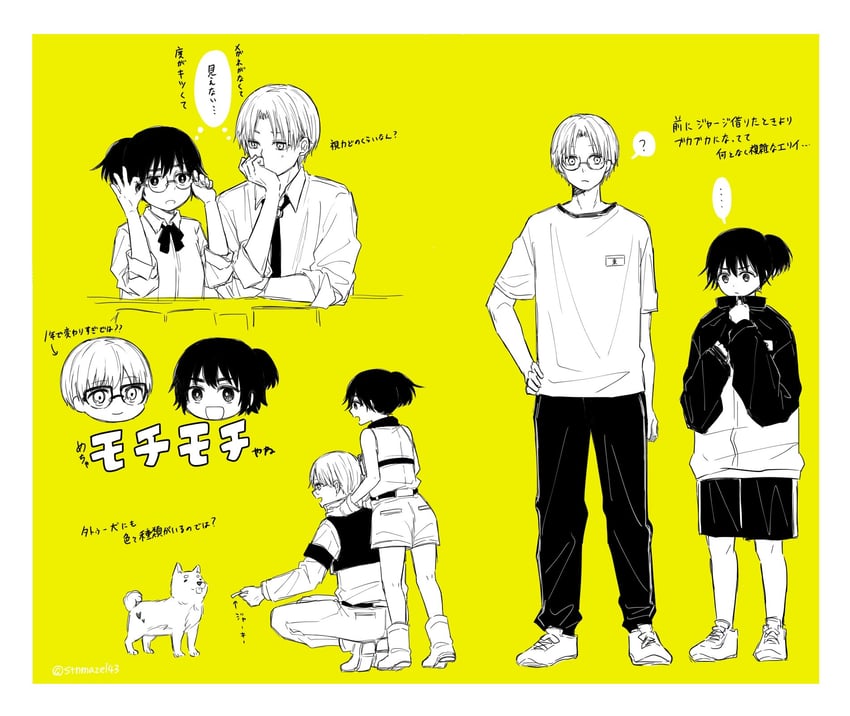 higashi azuma, otta ely, and tattoo dog (choujin x) drawn by rokuen_skd