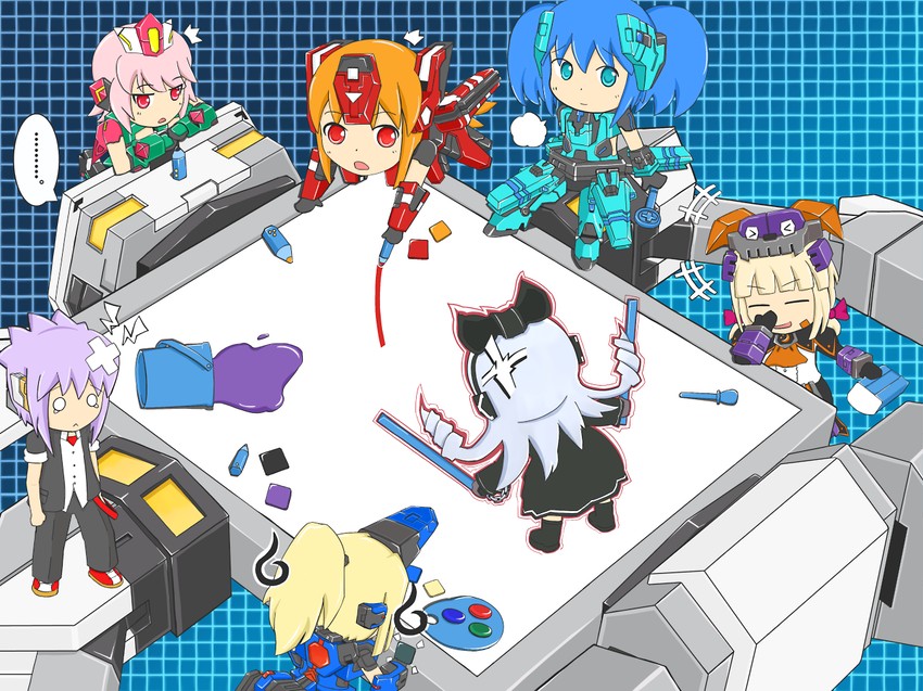 crimrose, lily rain, winberrl, ivis, lazflamme, and 3 more (cosmic break) drawn by atat_(houndale)