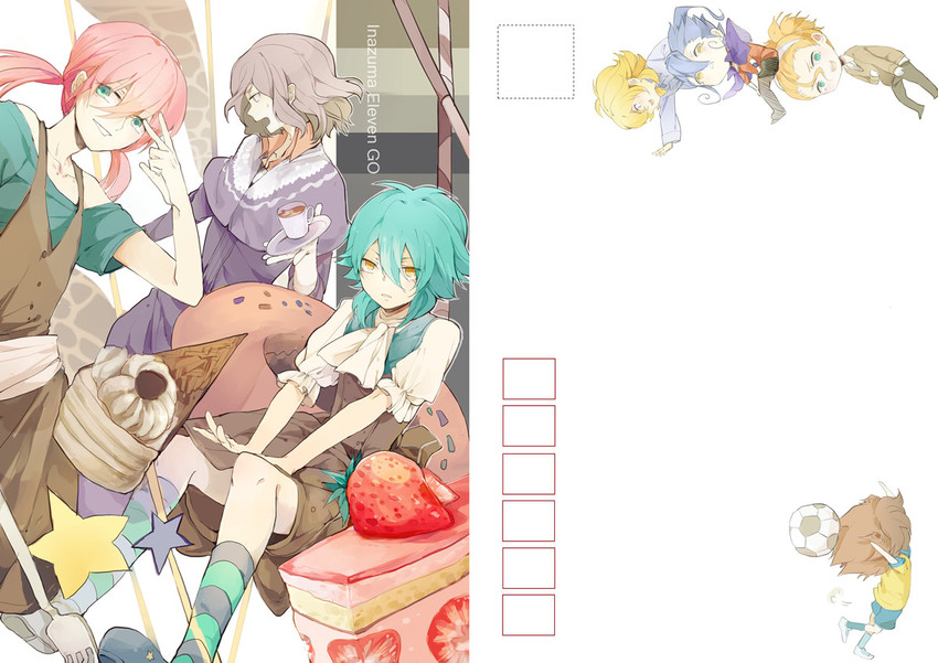 kirino ranmaru, shindou takuto, kariya masaki, matsukaze tenma, kita ichiban, and 2 more (inazuma eleven and 1 more) drawn by dama_(akilay)