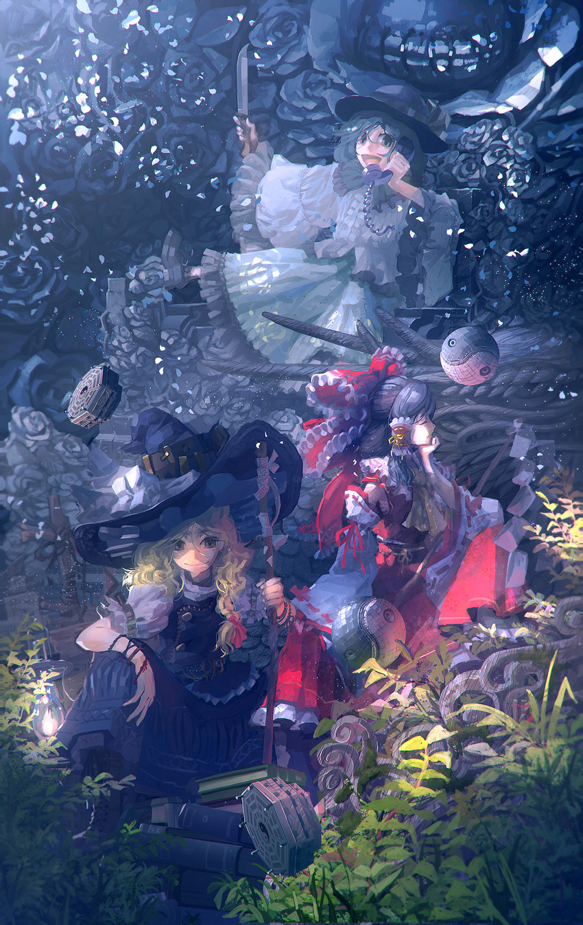 hakurei reimu, kirisame marisa, and komeiji koishi (touhou) drawn by niy_(nenenoa)