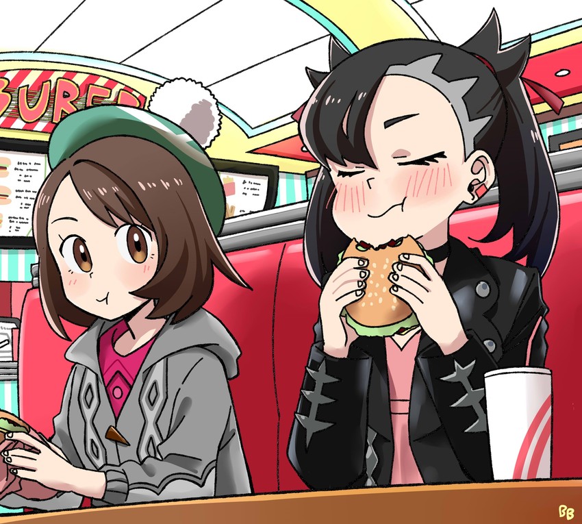 marnie and gloria (pokemon and 1 more) drawn by billbung