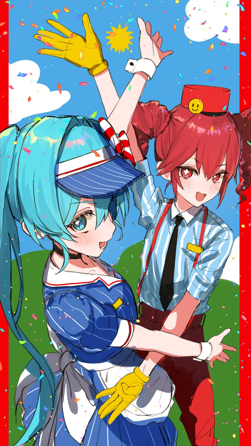 hatsune miku and kasane teto (vocaloid and 2 more) drawn by maria_(syake-uni)
