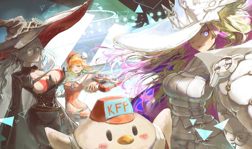 takanashi kiara, diabellstar the black witch, kfp employee, and diabellze the original sinkeeper (hololive and 2 more) drawn by puka_(puka_bgart)