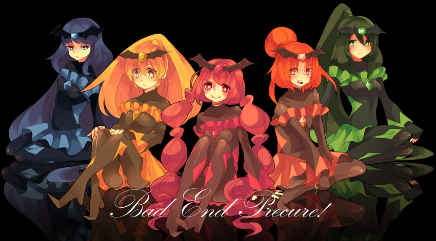 bad end happy, bad end peace, bad end beauty, bad end march, and bad end sunny (precure and 1 more) drawn by kinomiya_machi
