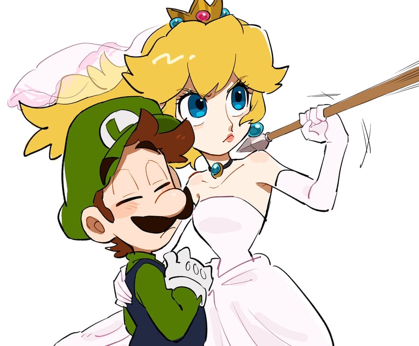 princess peach and luigi (mario and 1 more) drawn by mimimi_(mimimim9999)