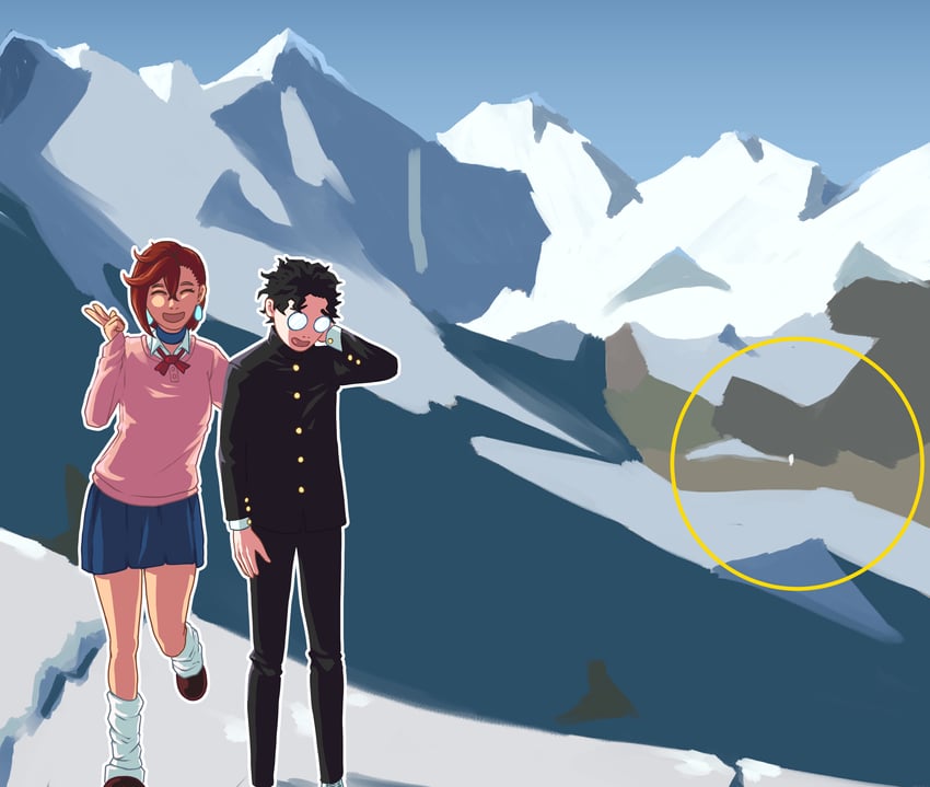 ayase momo, takakura ken, and scp-096 (dandadan and 1 more) drawn by mae_tnn