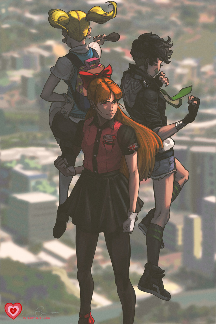 buttercup, blossom, and bubbles (powerpuff girls) drawn by caleb_thomas