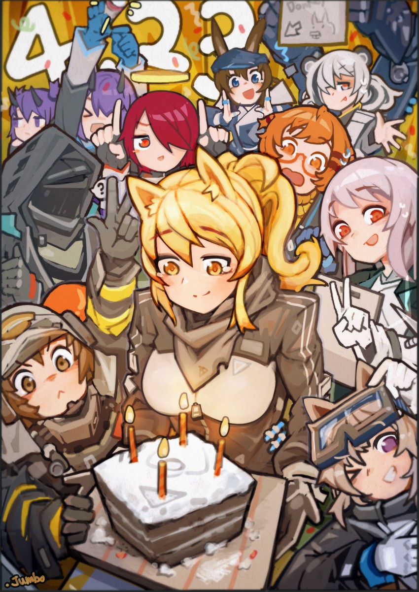 doctor, amiya, exusiai, nearl, feater, and 6 more (arknights) drawn by jumbowhopper