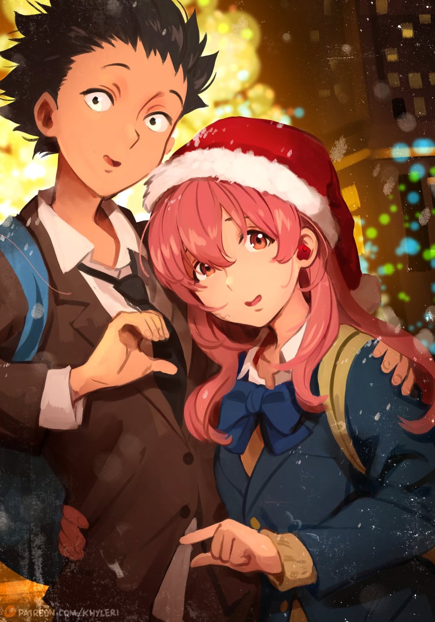 nishimiya shouko and ishida shouya (koe no katachi) drawn by khyle.