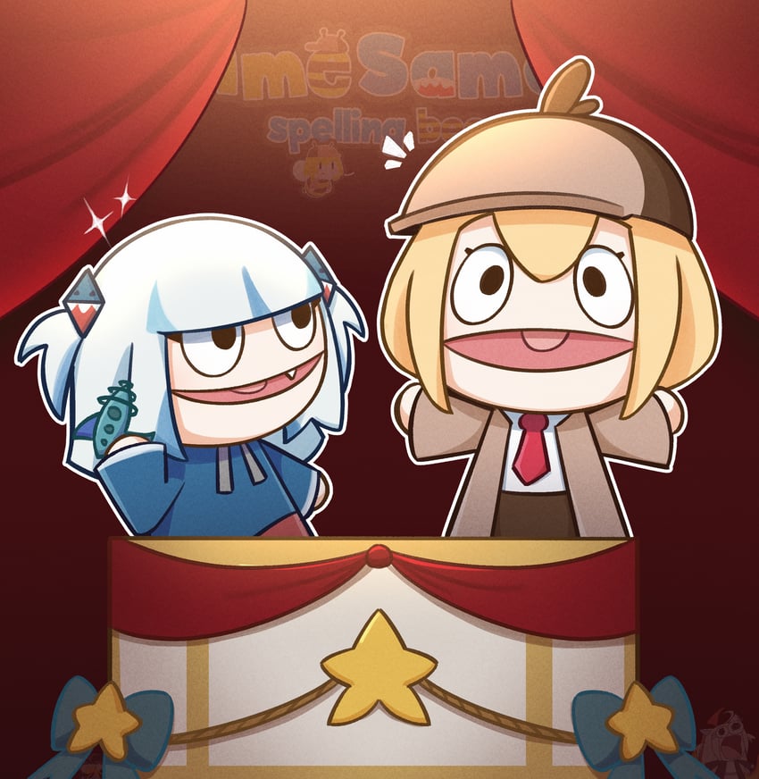 gawr gura, watson amelia, fuwawa abyssgard, gigi murin, and smol ame (hololive and 1 more) drawn by moon_ldl