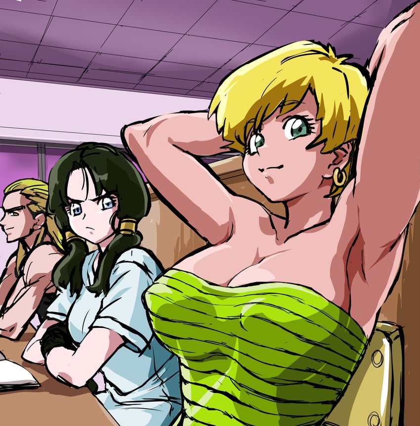 videl, erasa, and sharpner (dragon ball and 1 more) drawn by mamesi_(suhk8583)