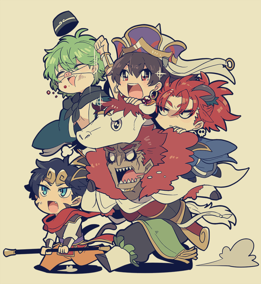 fujimaru ritsuka, xuangzang sanzang, sun wukong, li shuwen, zhu bajie, and 3 more (fate and 3 more) drawn by sa_nu