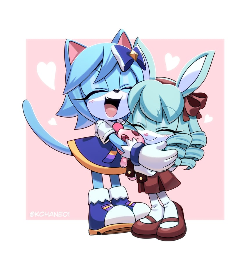 anya the rabbit and mint the cat (original and 1 more) drawn by kohane01